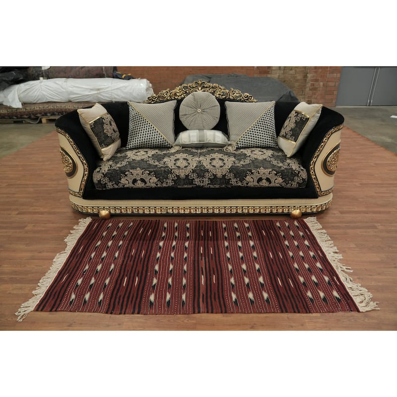 Hand Woven Oriental 100% Wool Carpet Southwestern Tribal Red Kilim Area Rug - 6' 3'' X 3' 5''