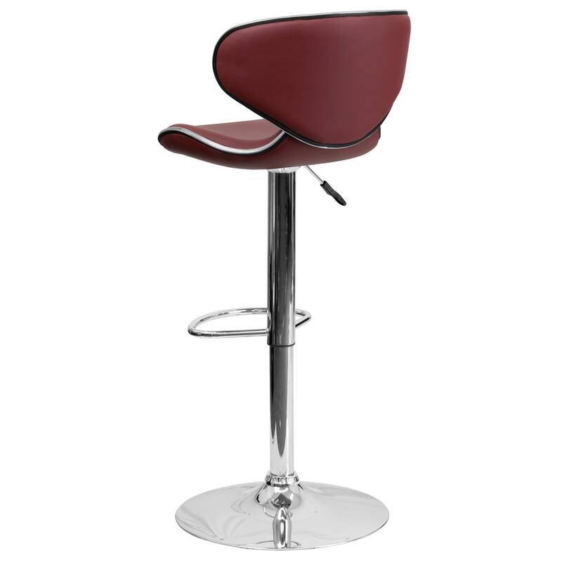 2 Pack Contemporary Mid-Back Vinyl Adjustable Height Barstool with Chrome Base - 16"W x 17.5"D x 34.5" - 43"H