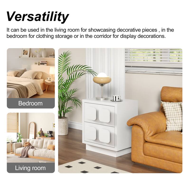 2 Drawers Nightstand Accent End Table Bedside Table
