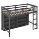 preview thumbnail 10 of 26, Twin Size Loft Bed with 8 Open Storage Shelves, Built-in Ladder, Solid Pine Wood Frame, Space-Saving Design for Bedroom, Grey