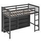 preview thumbnail 10 of 26, Twin Size Loft Bed with Shelves, Built-in Ladder, Pine Wood Frame, Grey