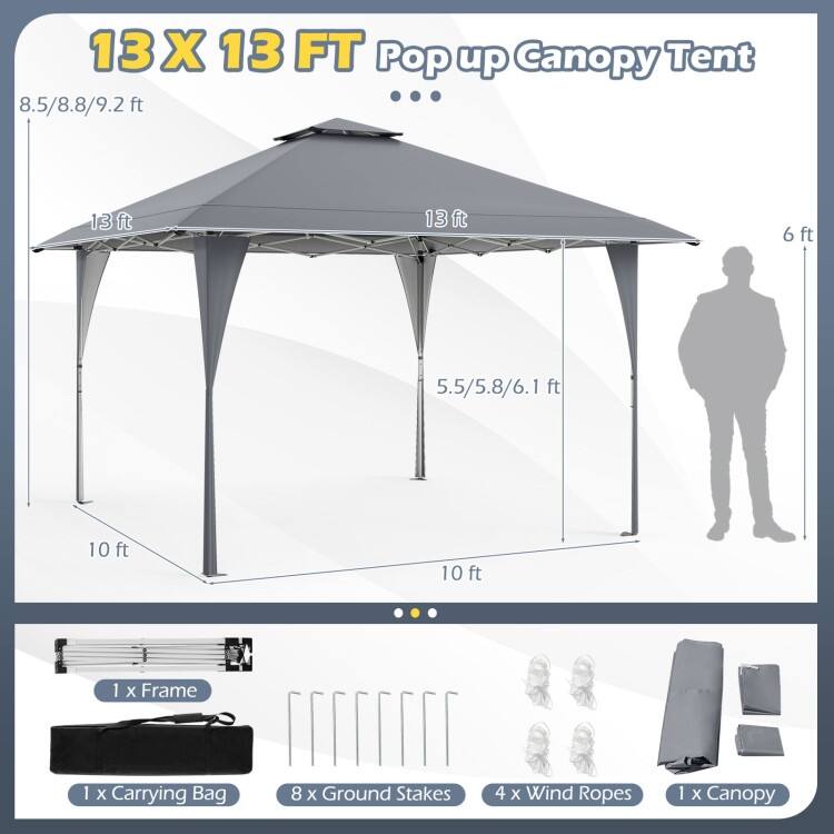 Pop up Gazebo with Portable Carrying Bag 8 Stakes and 4 Wind Ropes