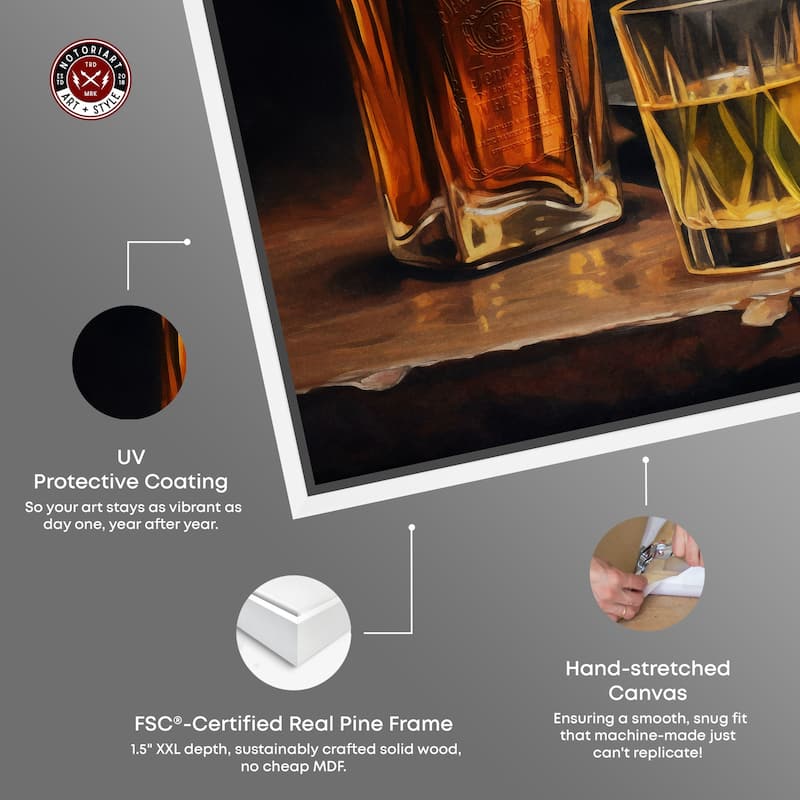 Notoriart Whiskey And Vintage Hat Framed Bar Cart Art For Men