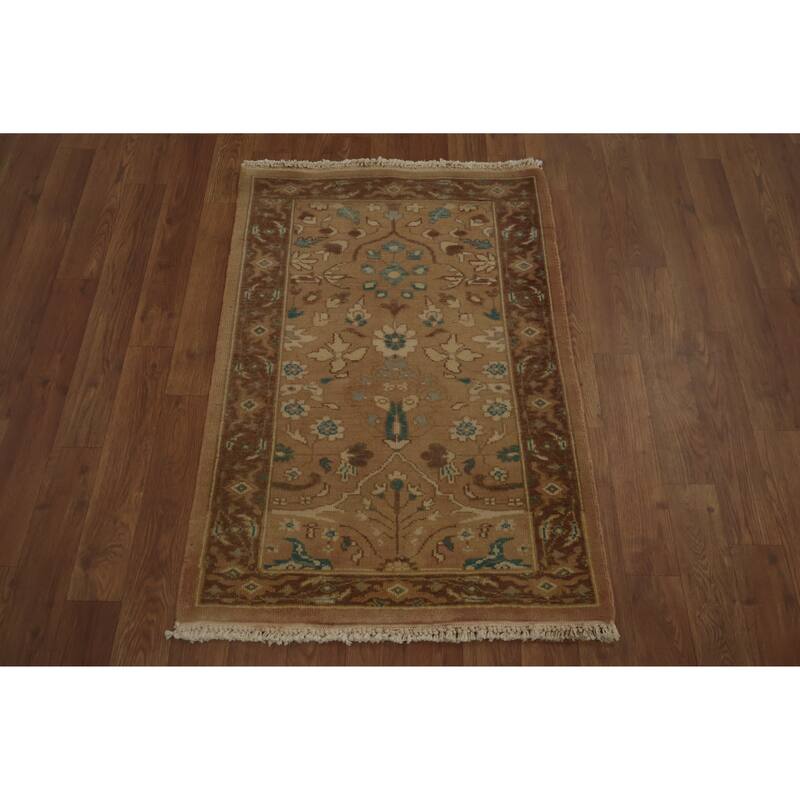 Hand Knotted Oriental 100% Wool Carpet Traditional All-Over Brown Ziegler Area Rug - 3' 1'' X 2' 0''