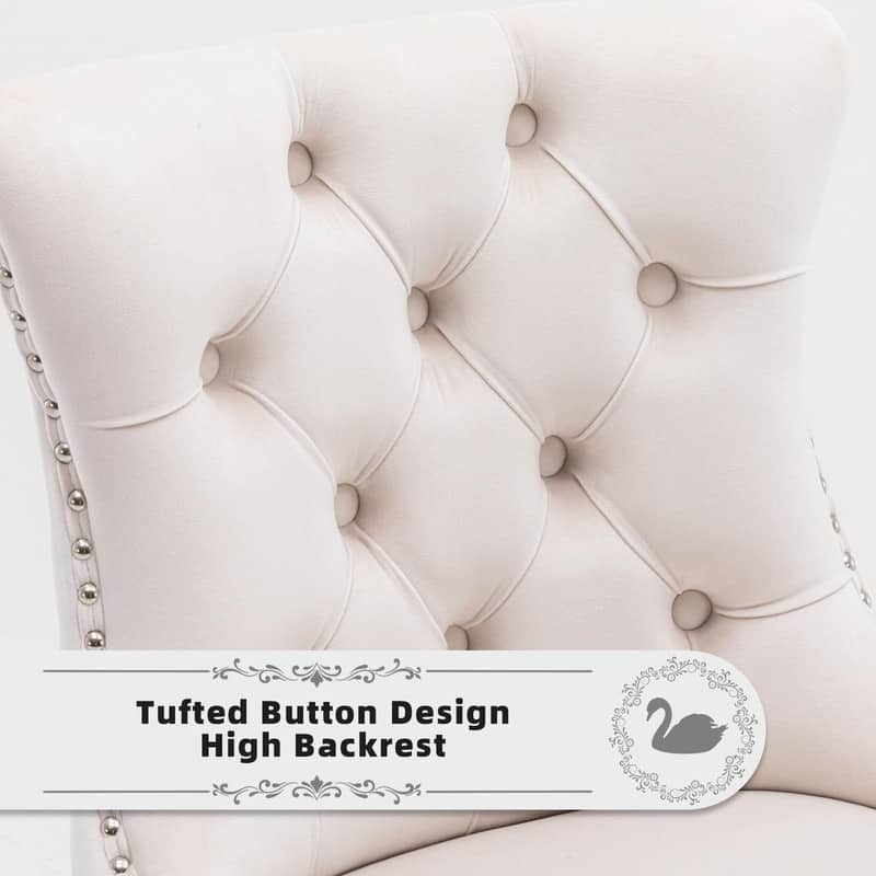 Wing Back Velvet Tufted Nailhead Barstools(Set of 6)