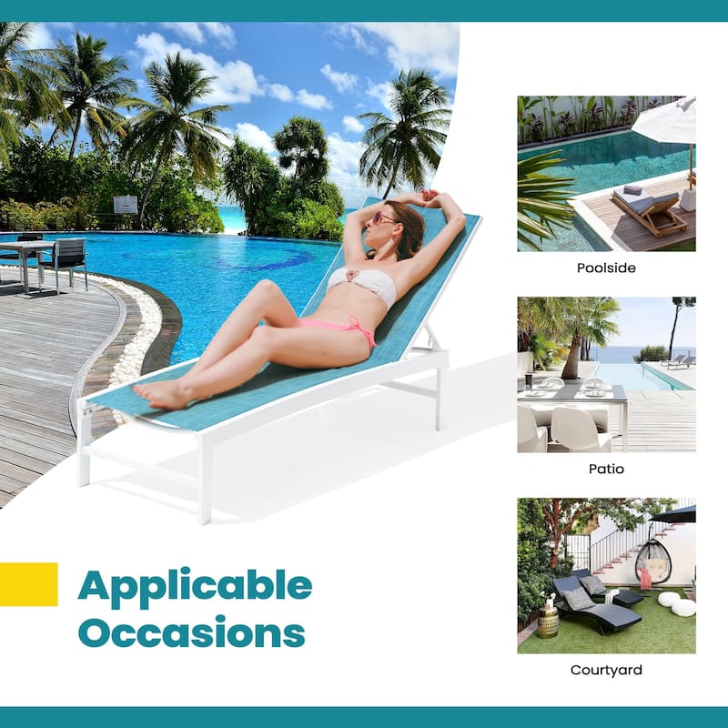 Pellebant Outdoor Adjustable Aluminum Chaise Lounge Chairs (Set of 4) - 23.43 " W x 42.63" D x 13.15" H