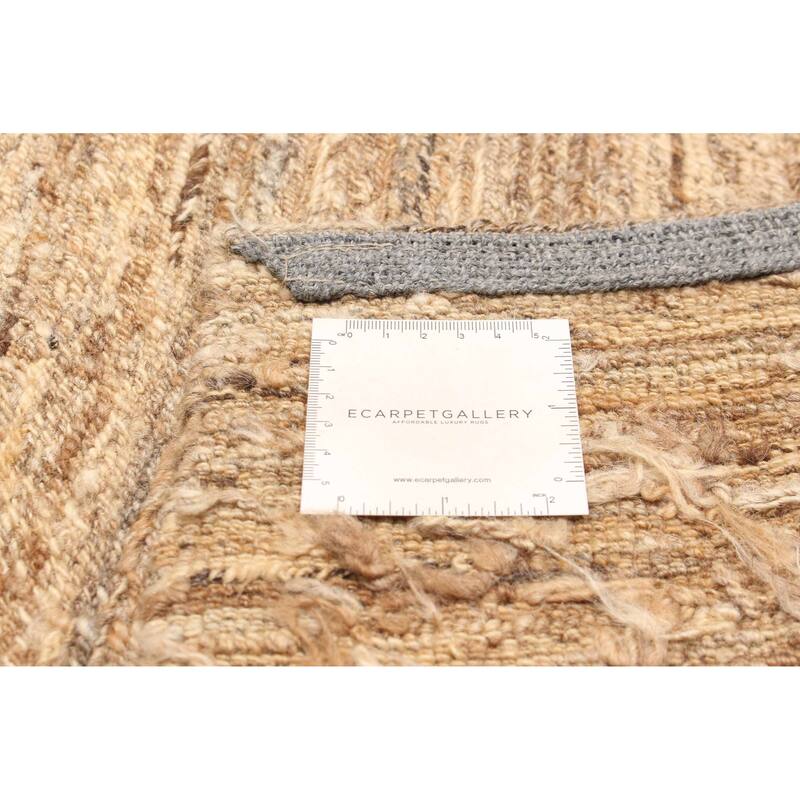 ECARPETGALLERY Flat-Weave Natural Tan Wool Tapestry Kilim - 5'1 x 6'7