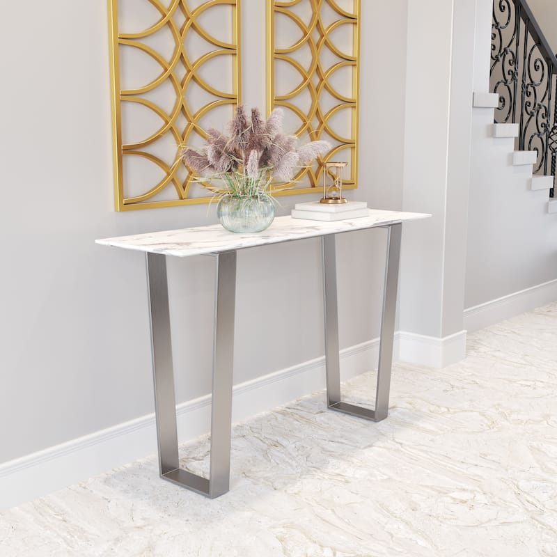 Ben Air Console Table White & Silver - N/A