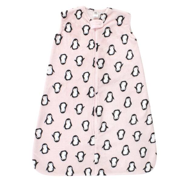 slide 1 of 1, Hudson Baby Infant Girl Plush Sleeveless Sleeping Bag, Sack, Blanket, Pink Penguin 12-18 Months - Sleeveless Pink Penguin
