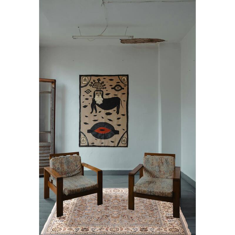 ECARPETGALLERY Hand-knotted Nain Grey Silk, Wool Rug - 5'9 x 6'1