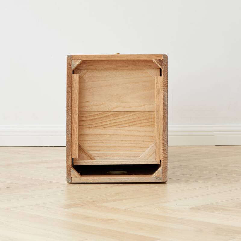 Solid Oak Bedside Table Storage Cabinet for Living Room - Free-Standing Corner Cabinets Storage Table-Four Drawers