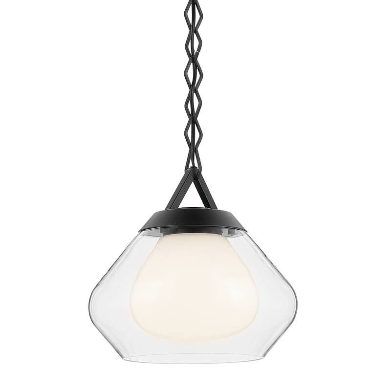 Kichler Lighting Nella 12 Inch 1 Light Pendant with Clear Outer Glass with Opal Interior Glass in Black