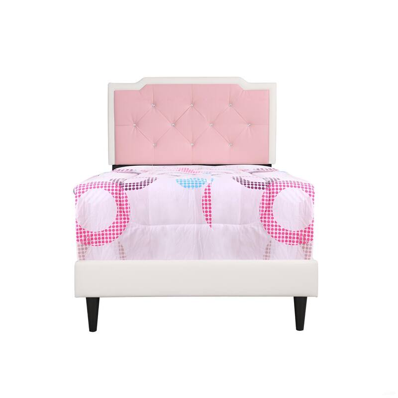 Twin Size PU Elegant Platform Bed with Foam Support