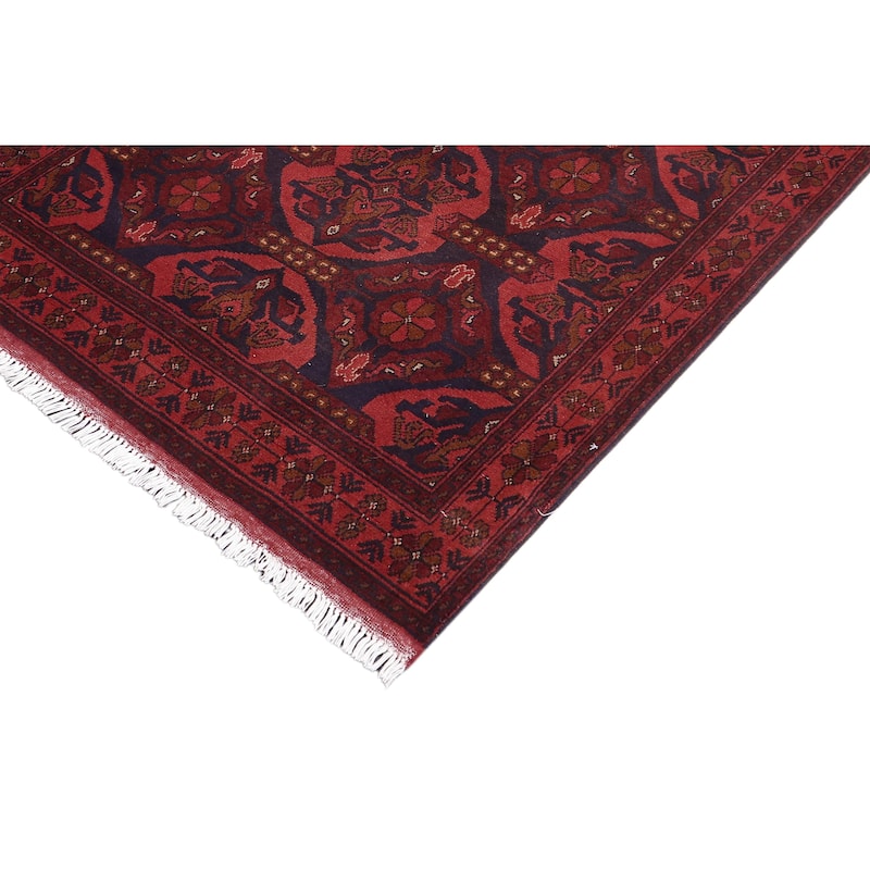 Rustic Biljik Khal Mohammadi Lorelai Red/Blue Rug - 3'6'' x 4'10''