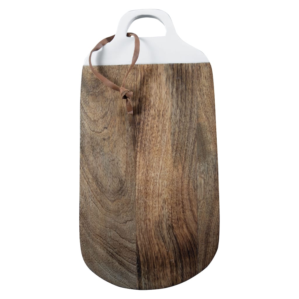 Foreside Home & Garden Large White Wood Kitchen Serving Cutting Board