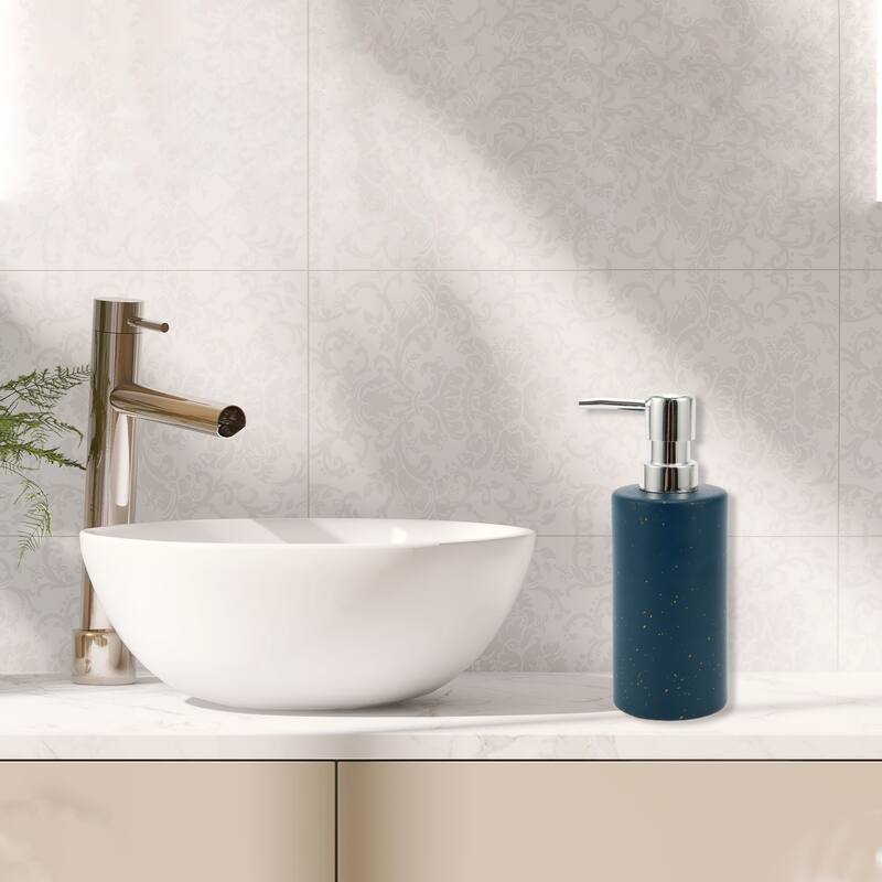 Cylindrical Simple Soap Pump Dispenser for Bathroom Hotels 350ml 1 Pcs - Silver Tone Blue