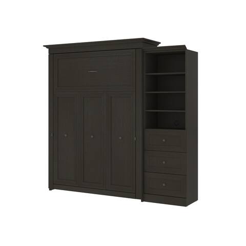 Bestar Versatile 93W Queen Murphy Bed and Shelving Unit with Drawers