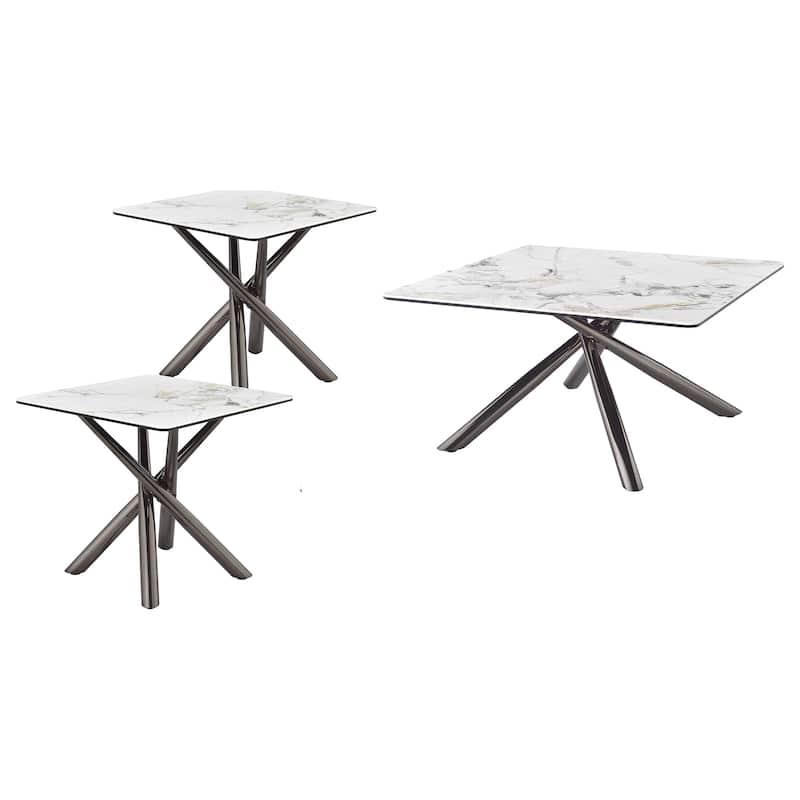 Carvell Square Coffee And End Table Set Mirage White