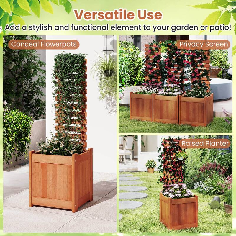 Costway 1/2 PCS Wooden Raised Garden Bed Elevated Patio Yard Planter