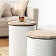 preview thumbnail 47 of 68, Glitzhome Industrial Farmhouse Round Storage Side Tables (Set of 2)