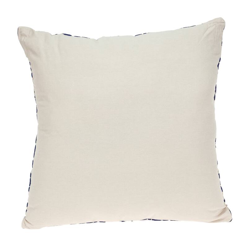Handmade Floral Square Cotton Throw Pillow - 22" - Beige and Blue