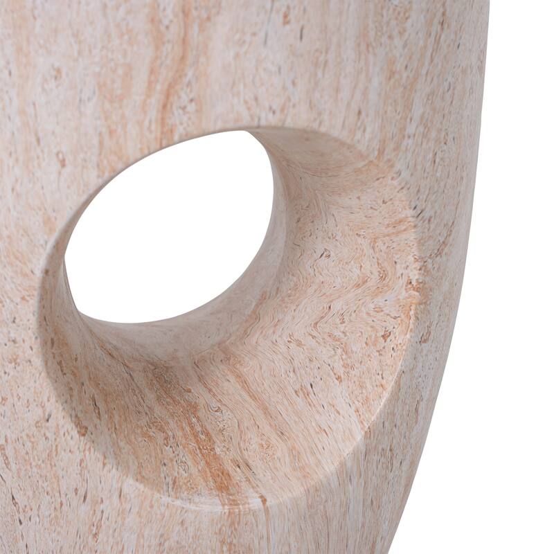 Christopher Knight Home - Modern Indoor/Outdoor 19.29"H MgO Accent Side End Table with Sculptural Cutout & Marble Finish