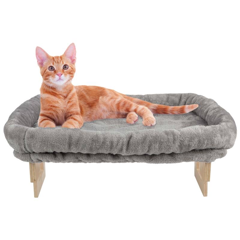 PETMAKER Cat Bed for Window Sill - Cat Window Perch with Bolster - Gray