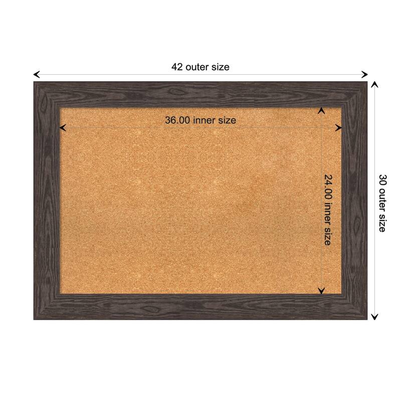 Bridge Wood Framed Natural Corkboard Bulletin Board - Bridge Black - Board Size 36x24
