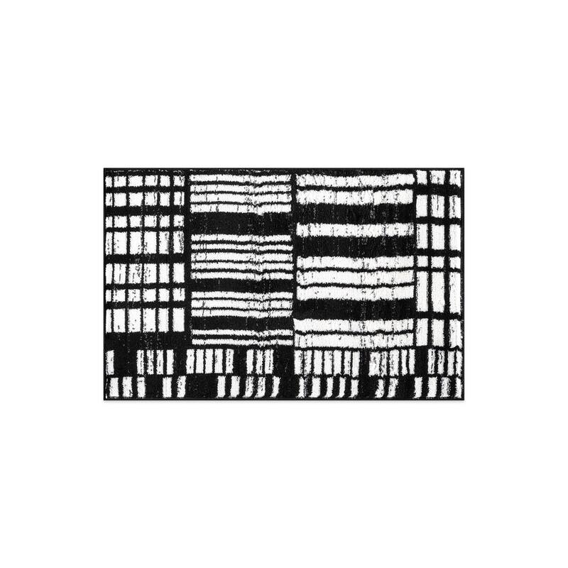 Black Ivory Geometric Blocks Stylish and Durable Area Rug