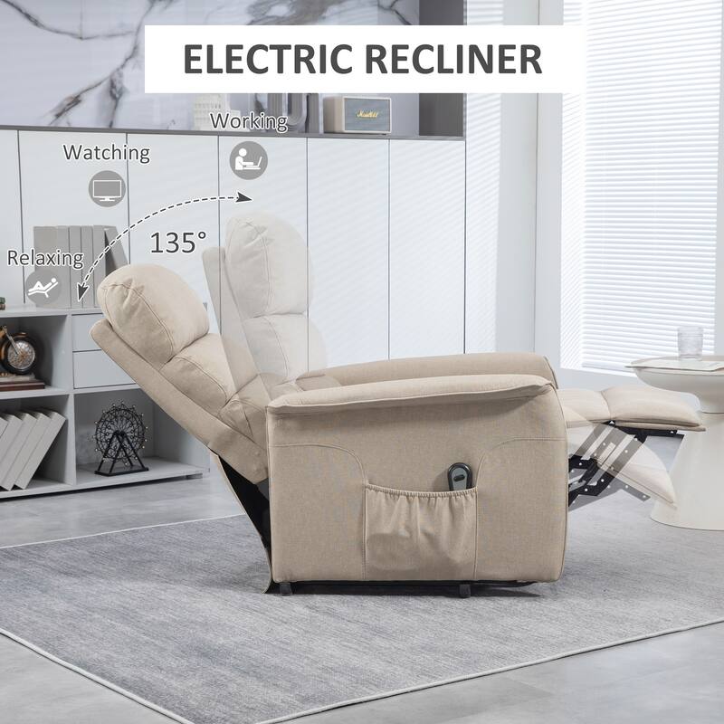 HOMCOM Power Lift Recliner Chair for Elderly, Easy Assembly, Fabric Lift Chair with Remote Control