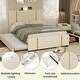 preview thumbnail 3 of 16, 2-Pieces Bedroom Sets,Queen Size Platform Bed w/ Trundle Bed, 2 Drawers,Night Light & USB Charge,Storage Ottoman, Beige