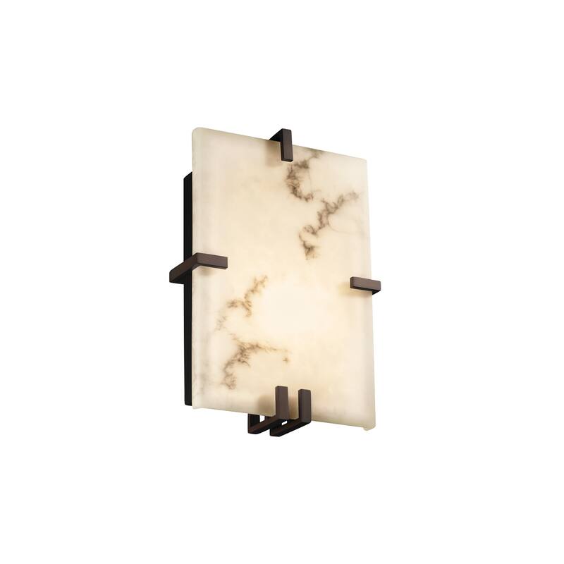 Justice Design LumenAria Clips 2-light Dark Bronze ADA Wall Sconce, Faux Alabaster Shade