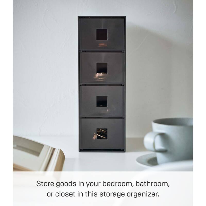 Yamazaki Home Storage Tower with Drawers, ABS Plastic - L 6.89 x W 3.46 x H 9.96 inches