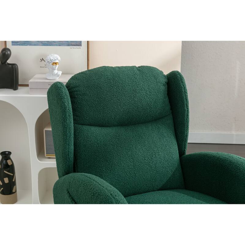 Green Modern 38" High Back Upholstered Rocking Chair with Wood Legs and Packet