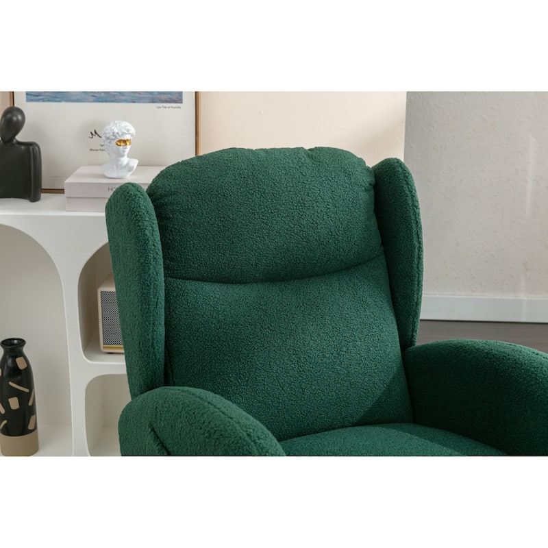 Rocking Chair Nursery, Modern Upholstered Glider Rocker with Side Pocket, High Backrest Accent Armchair for Living Room