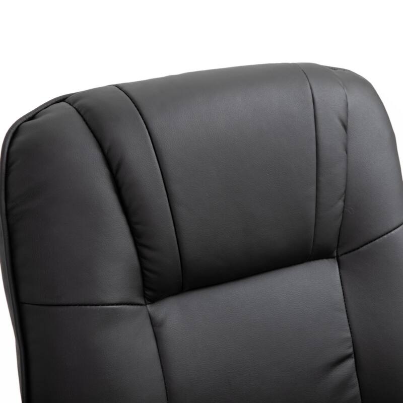 Faux Leather Manual Recliner, Adjustable Swivel Lounge Chair with Footrest, Armrest and Wrapped Wood Base, Black