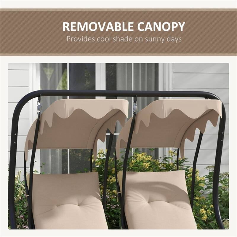2-Seater Outdoor Patio Swing with Stand and Removable Cushions - 67" L x 53.5" W x 67" H