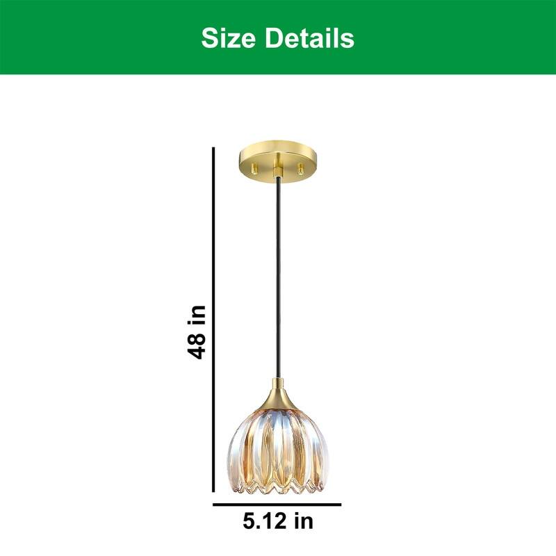 1 Light dining room chandelier gold light bulb glass pendant light