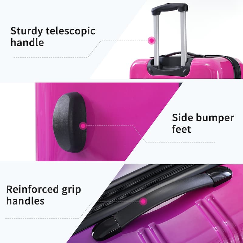 Classic 3 Piece Luggage Set with TSA Lock, ABS Durable Lightweight Suitcase with Spinner Wheels, Hardshell Carry-On Luggage