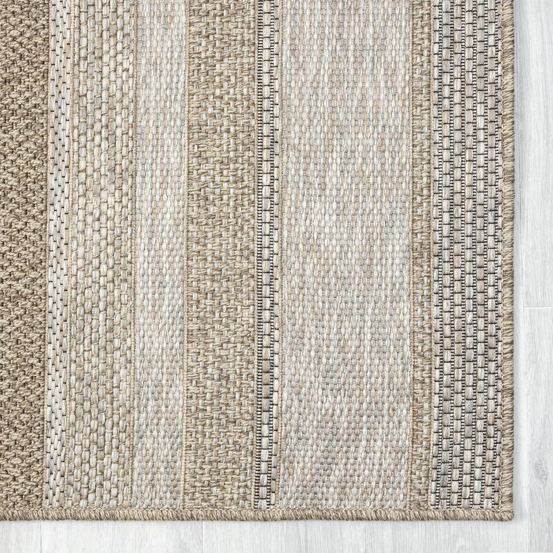 Sevita Octavia Transitional Striped Brown Indoor/Outdoor Area Rug