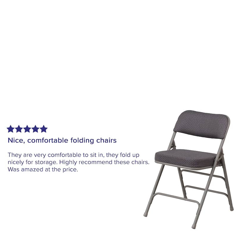 4 Pack Curved Triple Braced & Hinged Fabric Upholstered Metal Folding Chair