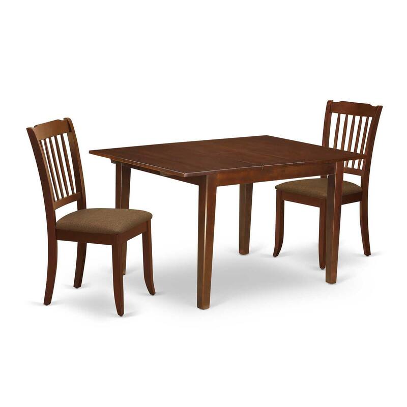 HomeStock 3-Piece Mahogany Finish Rectangular Solid Wood Top With Butterfly Leaf Dining Table Set
