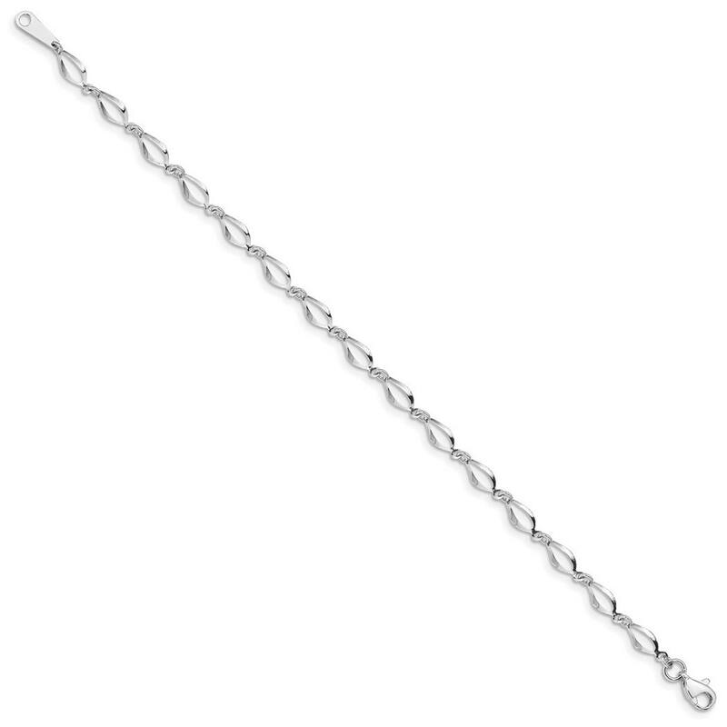 Curata 10k White Gold 7.25" Polished Open Pear Links Bracelet