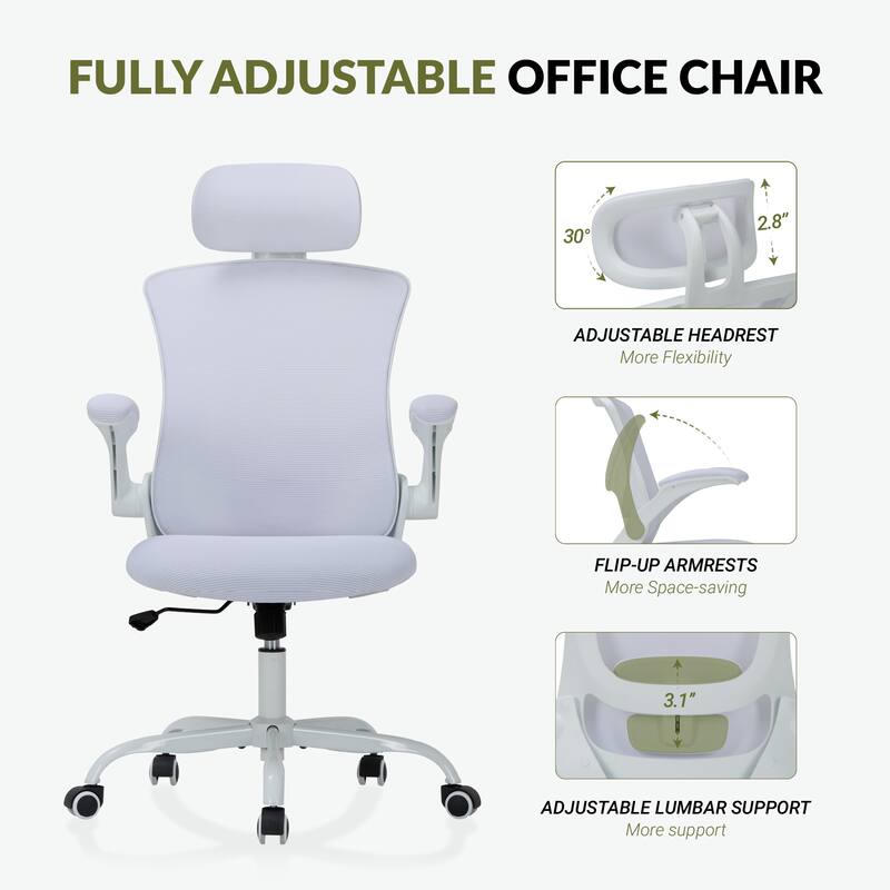 Ergonomic Office Chair with Lumbar Support & Headrest, Swivel, BIFMA Certified, Black