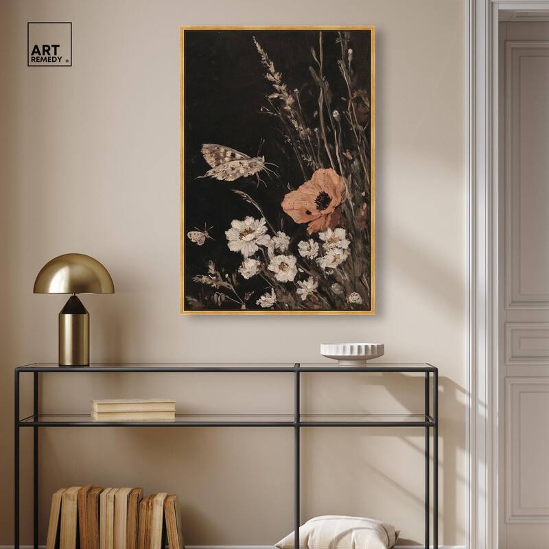 Poppy and Moth II Canvas by Art Remedy