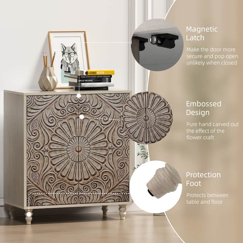 COSIEST Solid Wood Buffets and Sideboards Storage Cabinet