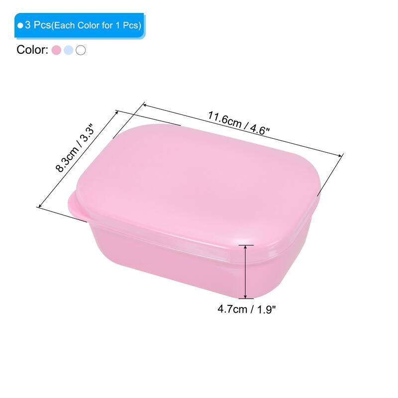 Soap Holder, 3 Pack Bar Soap Dish Container Travel Soap Case - Blue White Pink