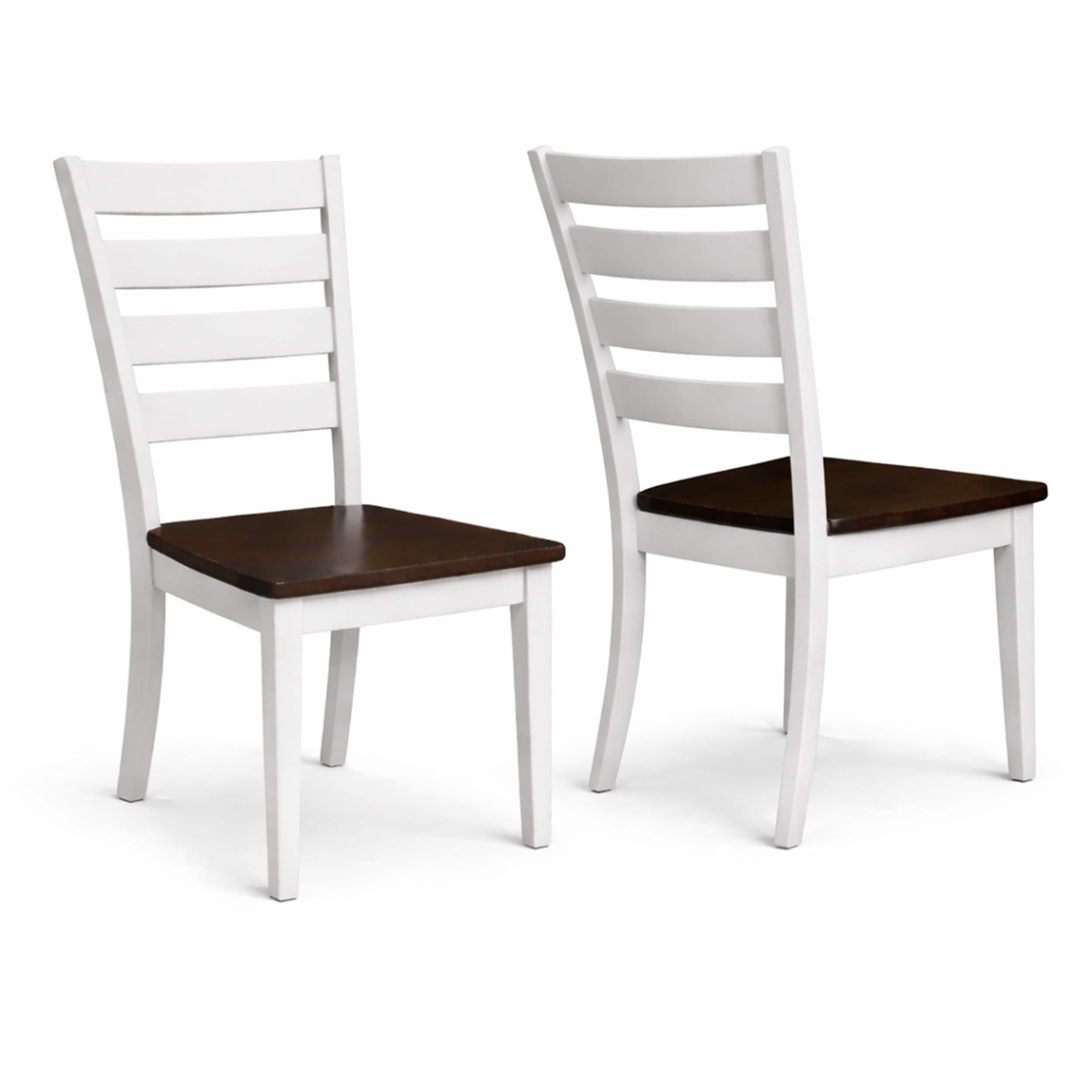 Traditional Dining Chairs, Set of 2, Dirty Oak/White Finish Solid Rubberwood