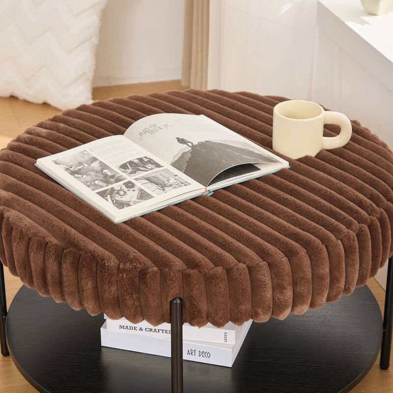 30.9"Wide Upholstered Round Ottoman