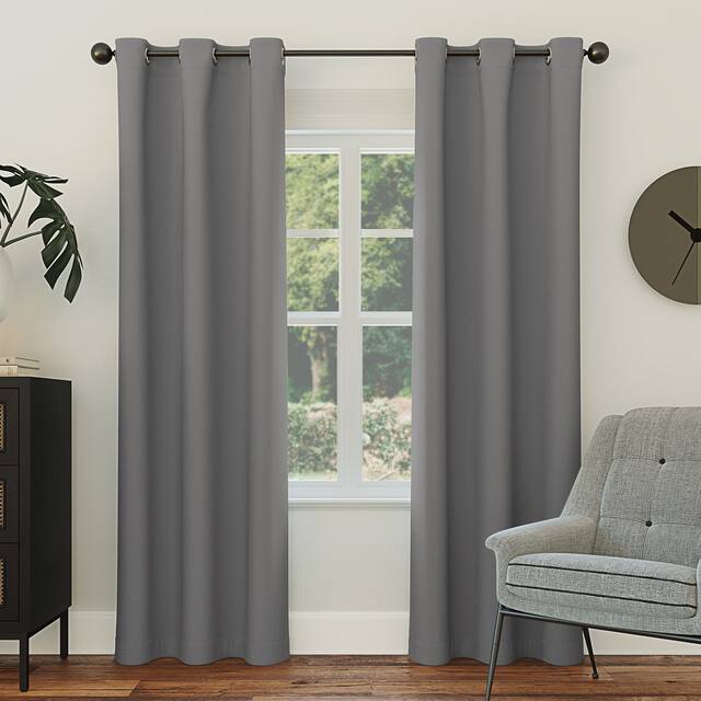 Sun Zero Hayden Energy Saving Blackout Grommet Curtain Panel - Single Panel - 40" x 120" - Grey